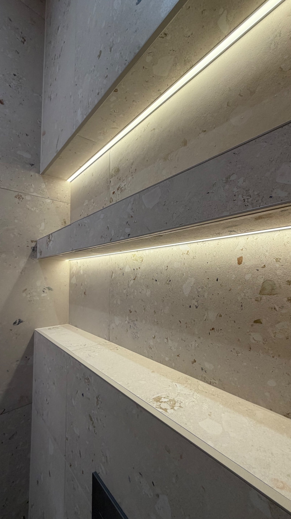 Terrazzo Shower Room — LED Shelving